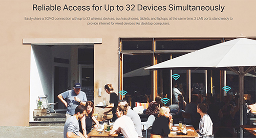 دسترسی اینترنت برای حداکثر 32 دستگاه به‌صورت هم‌زمان 