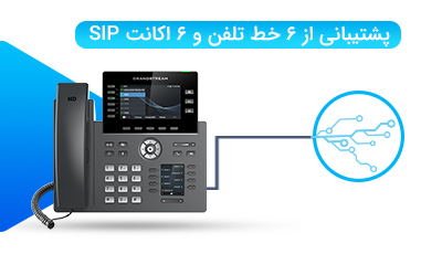 پشتیبانی از 6 خط تلفن و 6 اکانت SIP